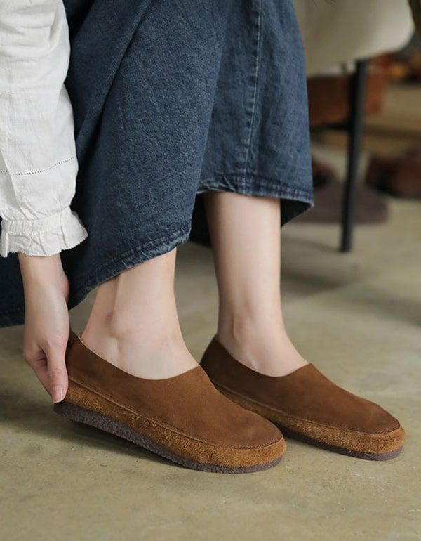 Comfortabele Leren Retro Instappers Voor Dames