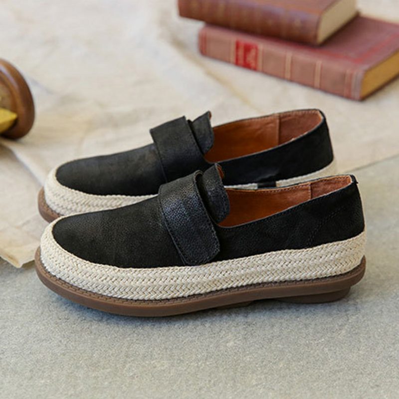 Comfortabele Retro Leren Casual Platte Schoenen | Cadeau Schoenen