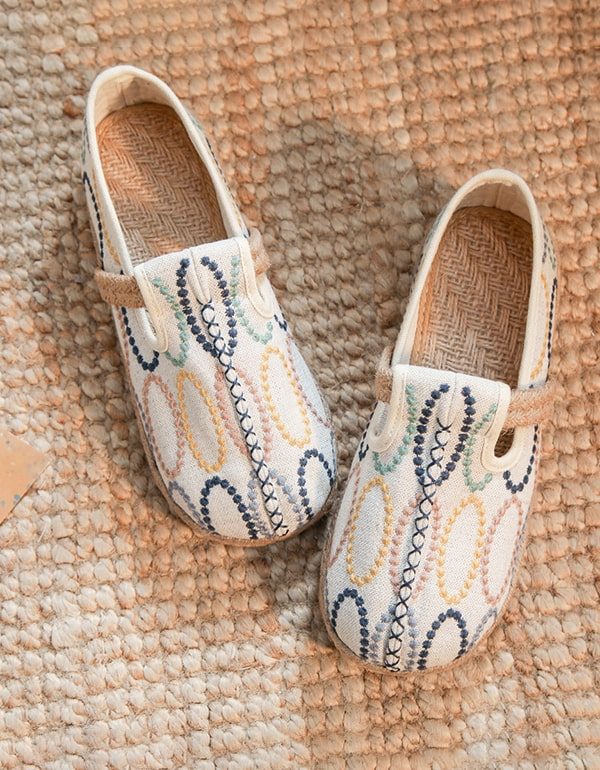 Handgemaakte Borduurschoenen Voor Dames Met Ronde Kop
