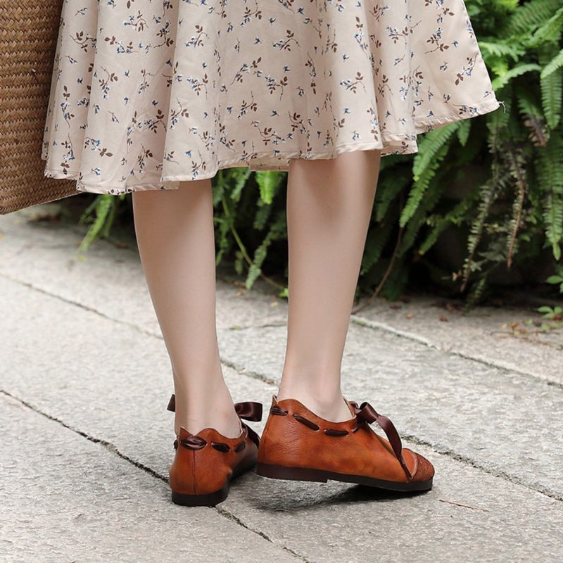 Handgemaakte Lederen Retro Casual Platte Schoenen | Cadeau Schoenen