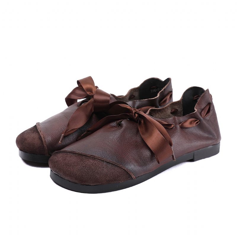 Handgemaakte Lederen Retro Casual Platte Schoenen | Cadeau Schoenen