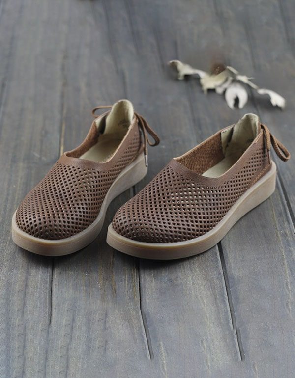 Handgemaakte Lederen Zachte Retro Platte Schoenen