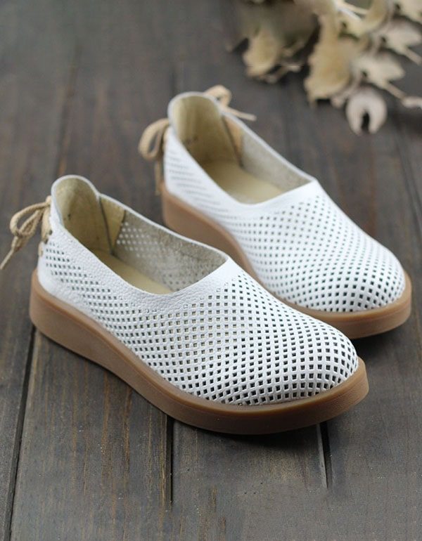 Handgemaakte Lederen Zachte Retro Platte Schoenen
