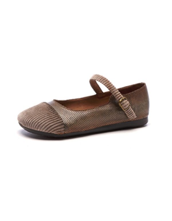 Handgemaakte Retro Band Platte Schoenen Met Zachte Zolen Groen