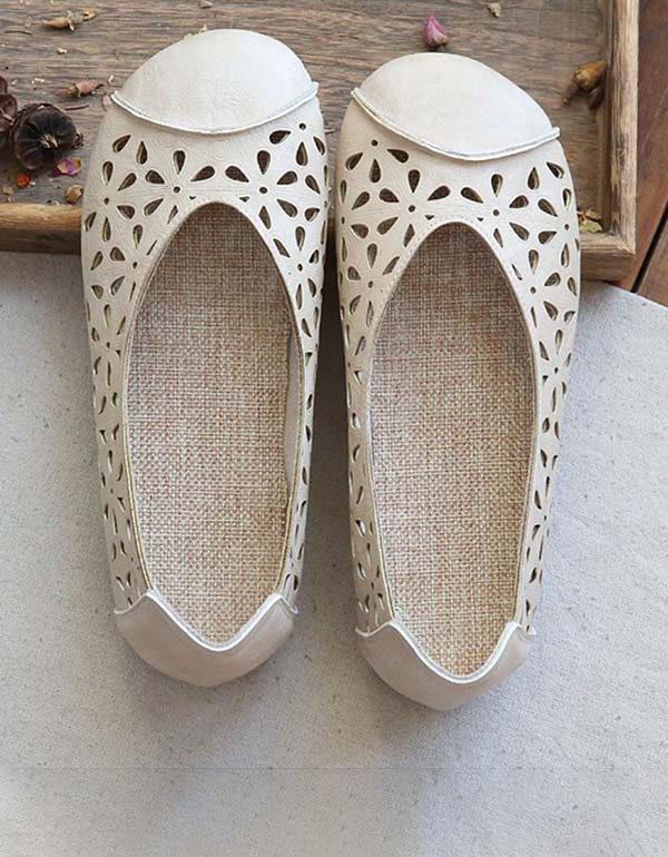 Handgemaakte Zachte Lederen Holle Retro Platte Schoenen