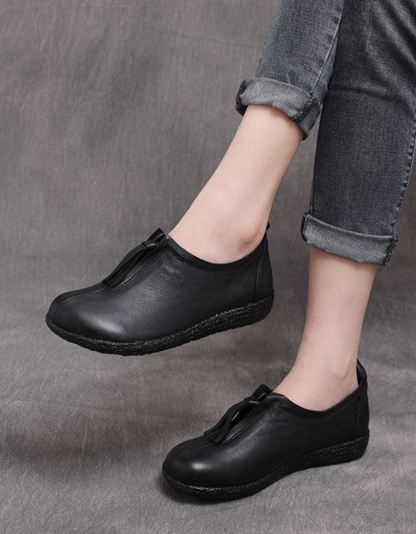 Herfst Handgemaakte Retro Koe Pees Dames Platte Schoenen