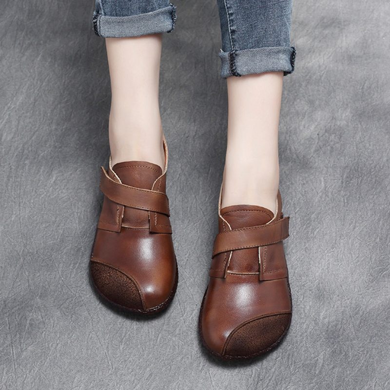 Herfst Retro Leren Casual Platte Damesschoenen | Cadeau Schoenen