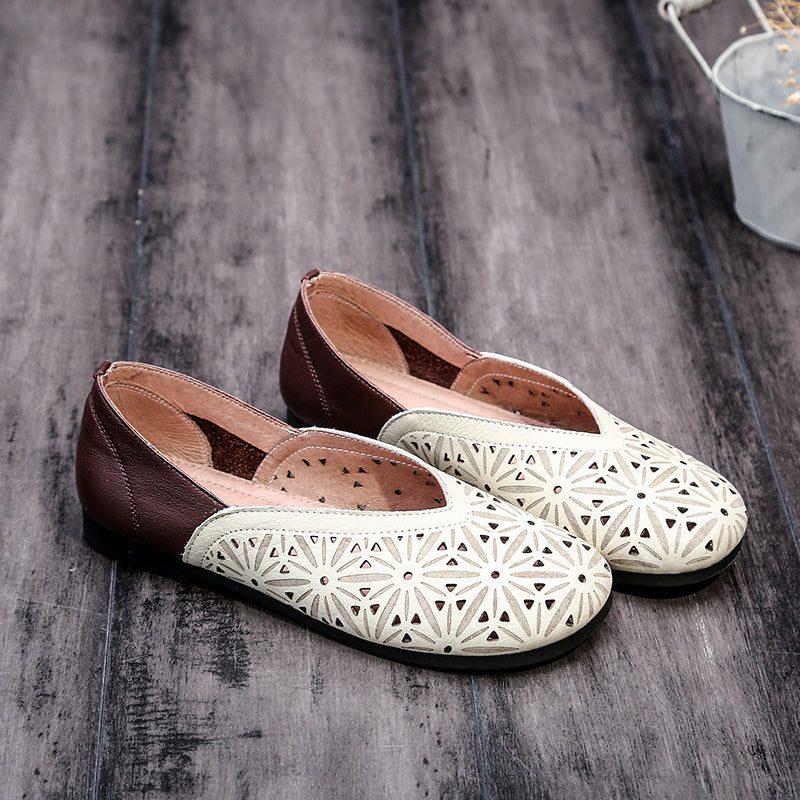 Holle Handgemaakte Dames Retro Platte Schoenen