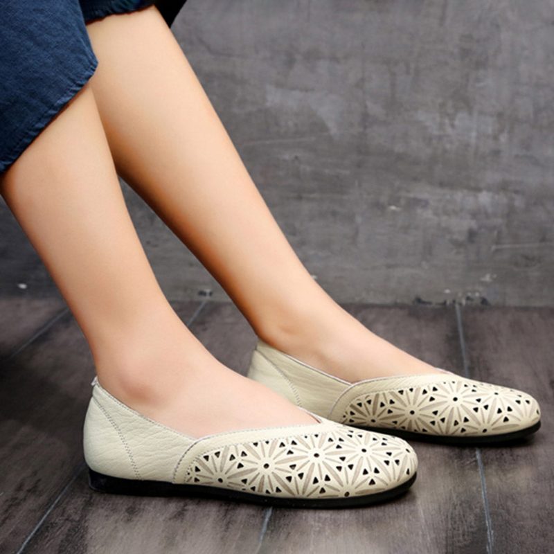 Holle Handgemaakte Dames Retro Platte Schoenen