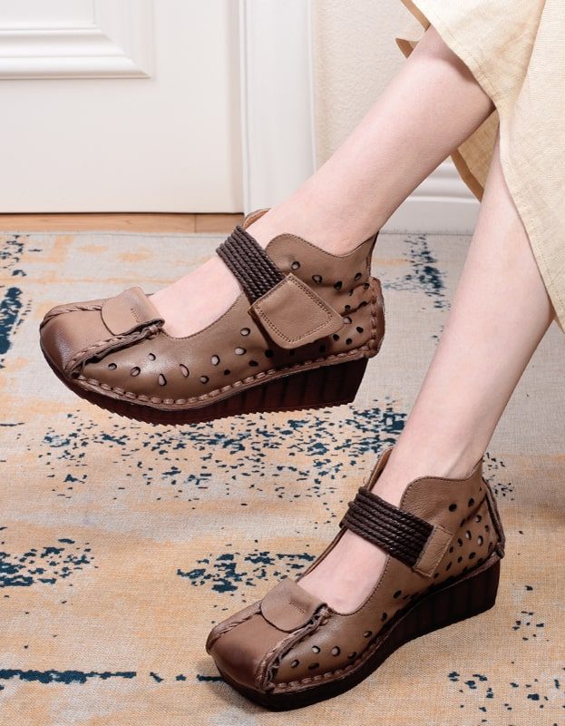 Koe Pees Retro Lederen Handgemaakte Schoenen
