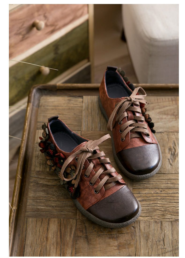 Lace Up Dames Retro Bloem Leuke Schoenen
