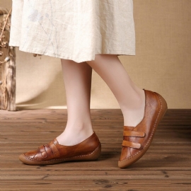 Lederen Handgemaakte Retro Platte Schoenen | Cadeau Schoenen