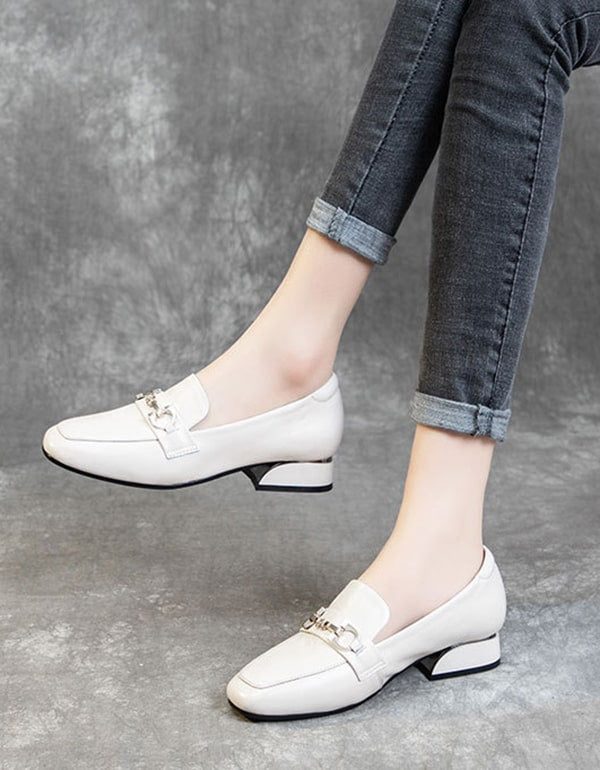 Lente Comfortabele Retro Leren Damesschoenen