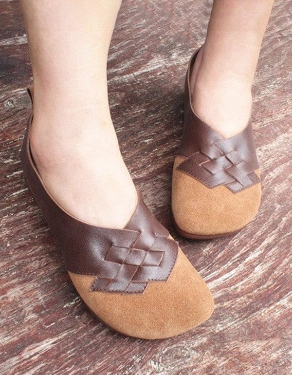 Lente Handgemaakte Zachte Lederen Retro Platte Schoenen