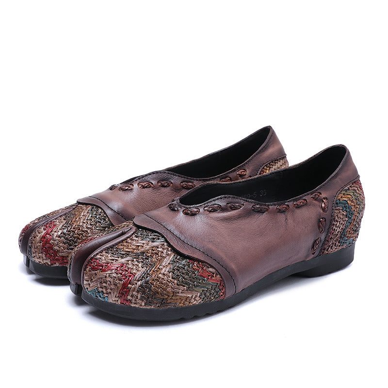 Lente Lederen Handgemaakte Cliptoe Dames Platte Schoenen