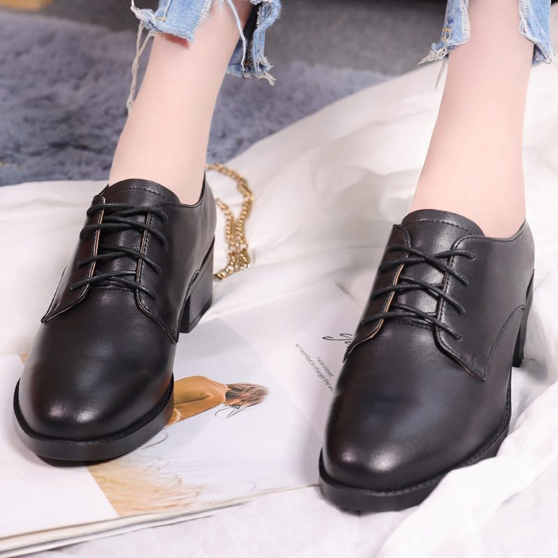 Leren Retro Platte Schoenen In Britse Stijl | Cadeau Schoenen