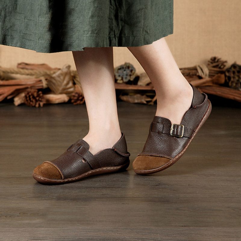 Platte Damesschoenen Met Retro Gesp