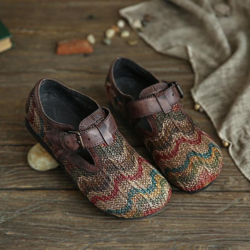 Platte Vintage Etnische Damesschoenen Voor Dames In De Herfst