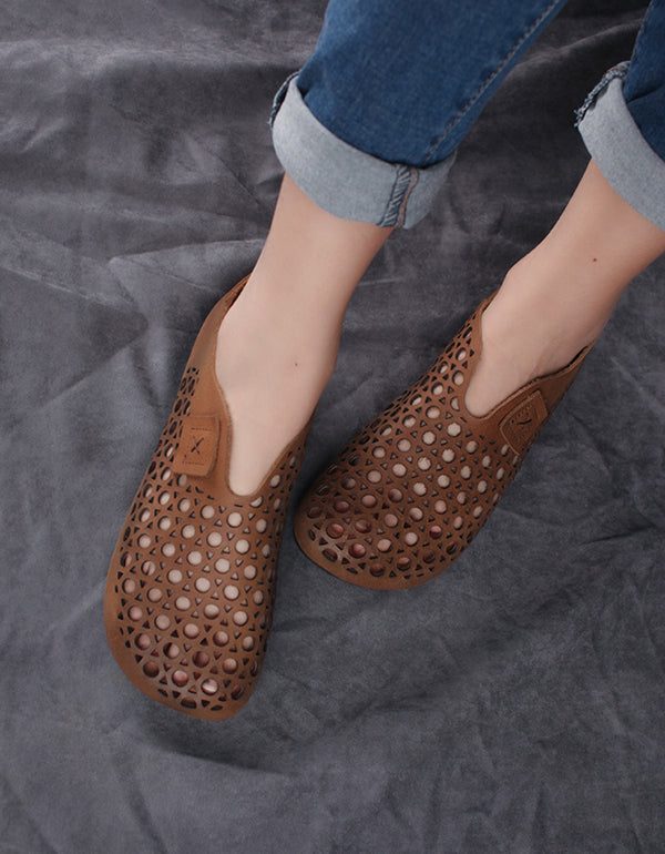 Retro Handgemaakte Lederen Comfortabele Platte Schoenen