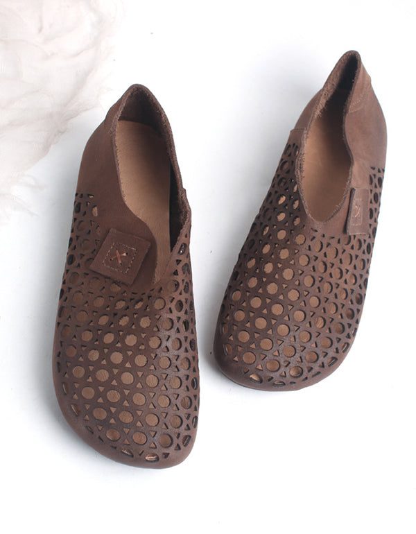 Retro Handgemaakte Lederen Comfortabele Platte Schoenen