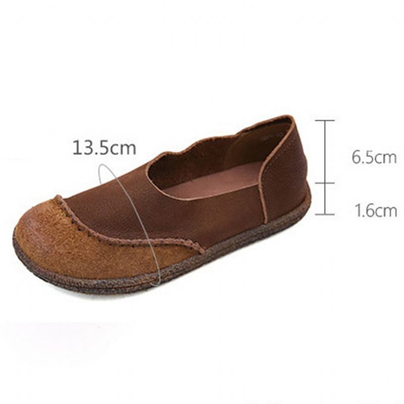 Retro Lederen Handgemaakte Platte Damesschoenen | Cadeau Schoenen