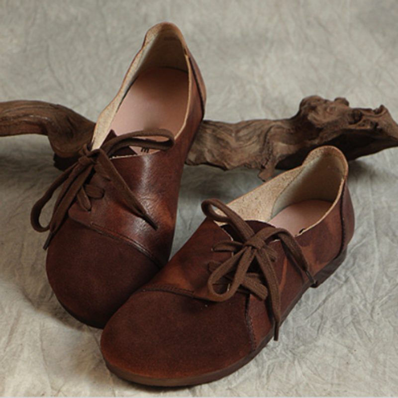 Retro Leren Dames Platte Schoenen 34-41 | Cadeau Schoenen