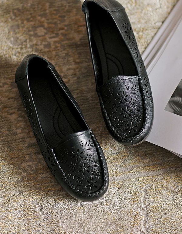 Retro Leren Instappers Comfortabele Loafers