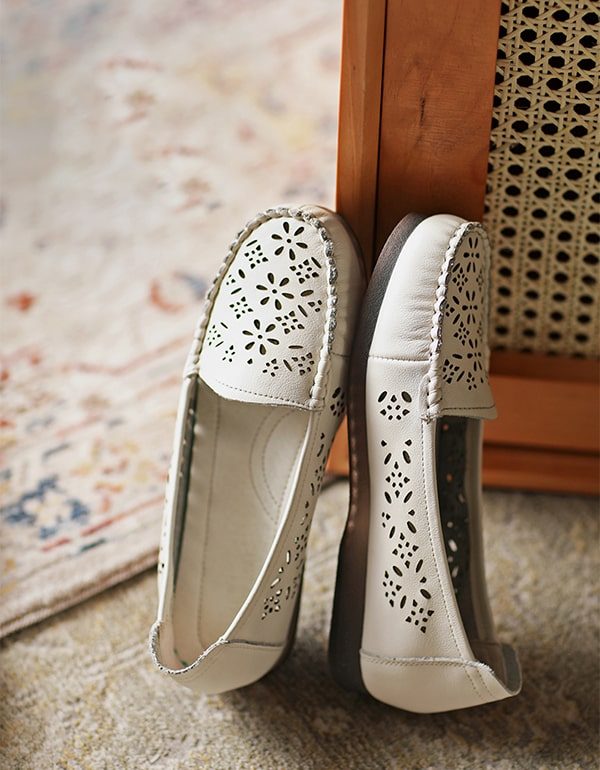Retro Leren Instappers Comfortabele Loafers