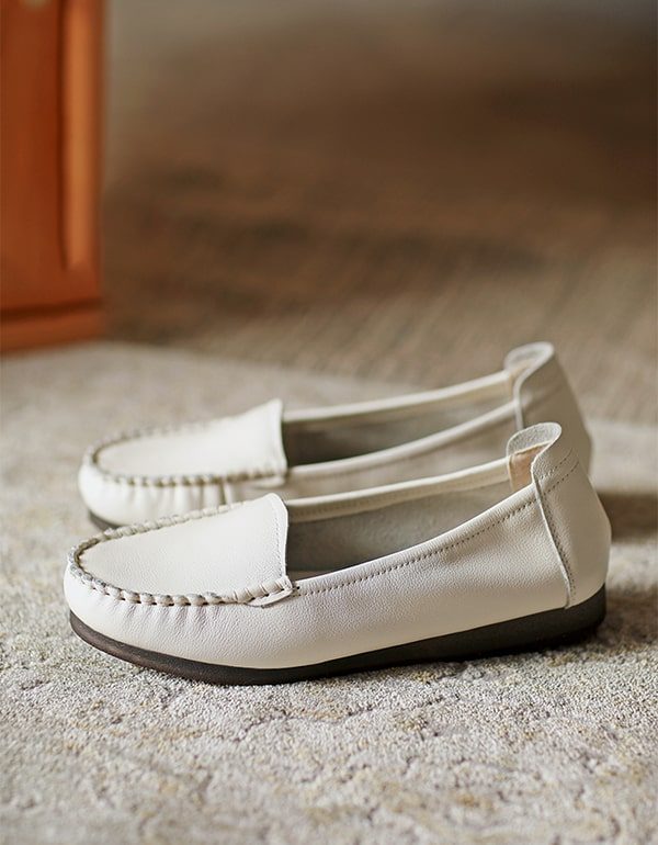Retro Leren Instappers Comfortabele Loafers