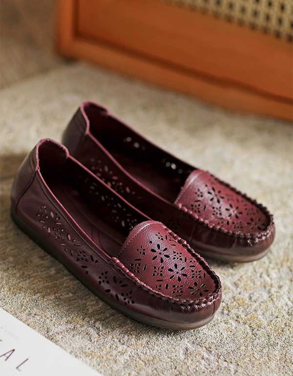 Retro Leren Instappers Comfortabele Loafers