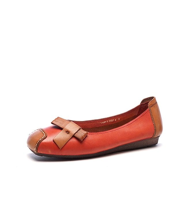 Retro Leren Stiksels Comfortabele Instappers