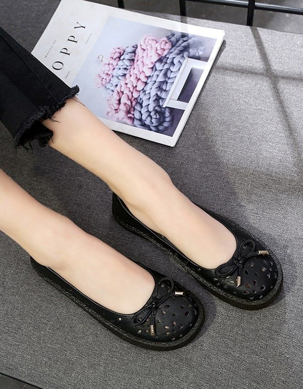 Retro Platte Soft Sole Echte Lederen Verpleegkundige Schoenen