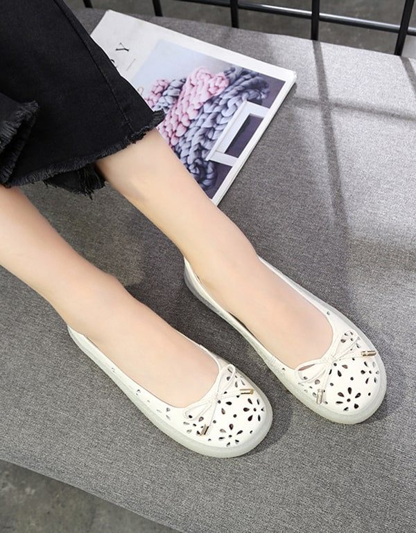 Retro Platte Soft Sole Echte Lederen Verpleegkundige Schoenen