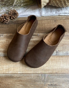 Retro Platte Zachte Lederen Comfortabele Damesschoenen