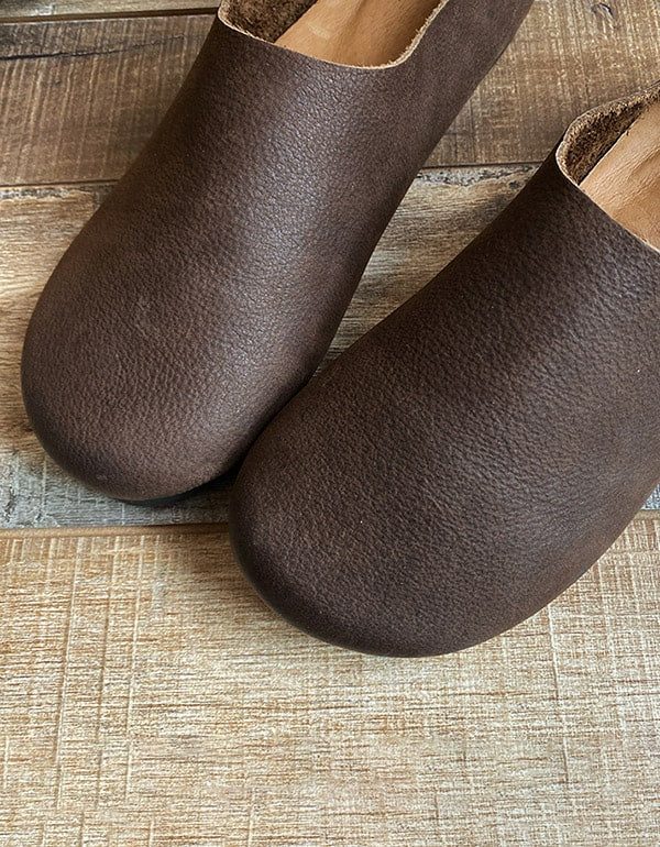 Retro Platte Zachte Lederen Comfortabele Damesschoenen