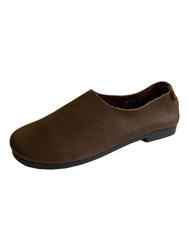 Retro Platte Zachte Lederen Comfortabele Damesschoenen