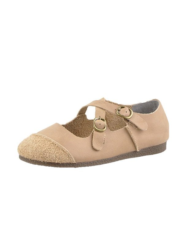 Ronde Kop Cross Buckle Soft Leren Retro Platte Schoenen