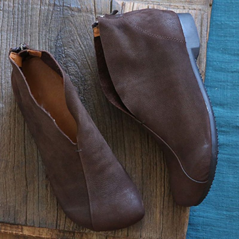 Vintage Lederen Handgemaakte Comfortabele Platte Schoenen