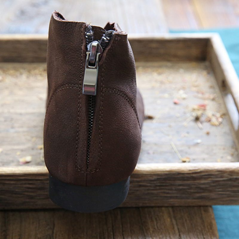 Vintage Lederen Handgemaakte Comfortabele Platte Schoenen