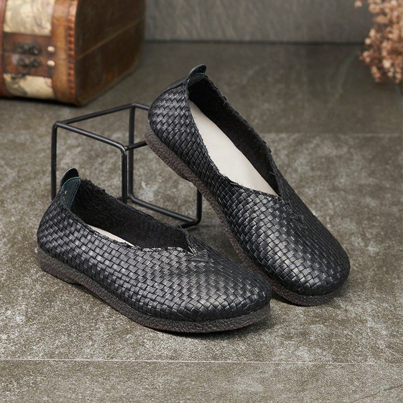 Weef Retro Comfortabele Platte Schoenen Voor Dames
