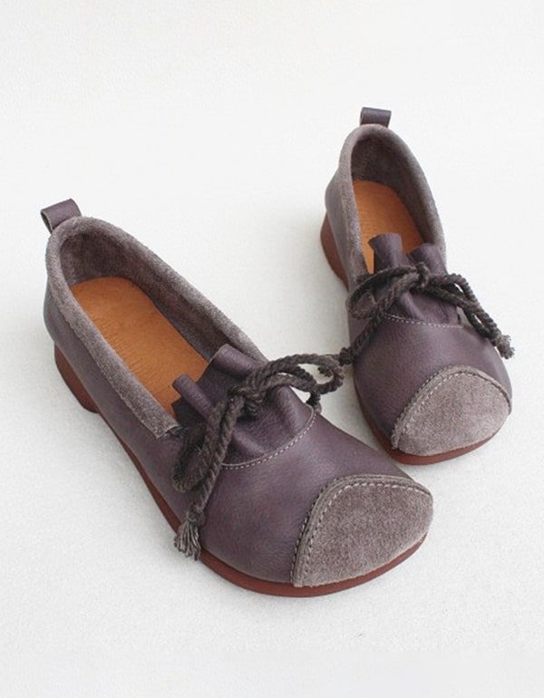 Zachte Handgemaakte Leren Schoenen Platte Damesschoenen