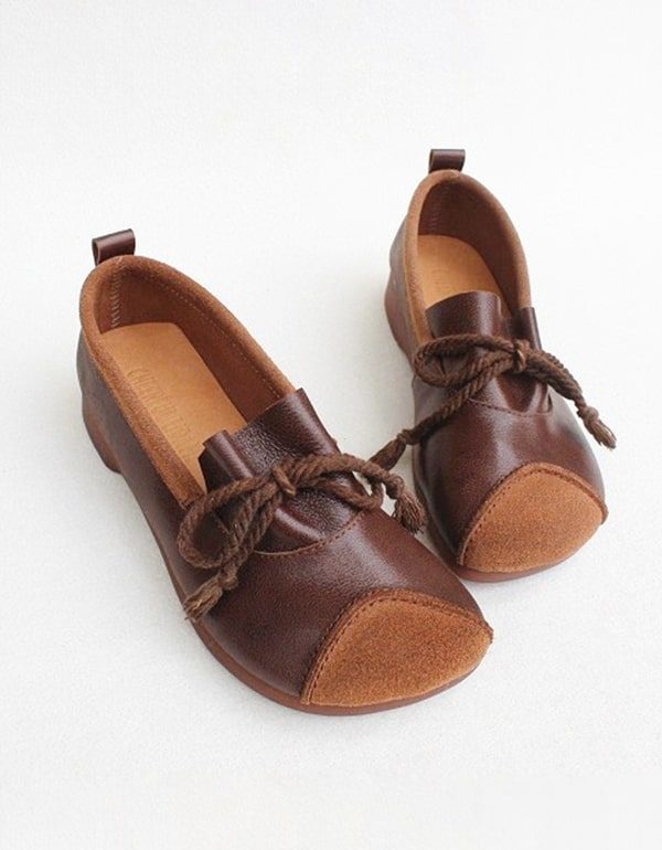 Zachte Handgemaakte Leren Schoenen Platte Damesschoenen