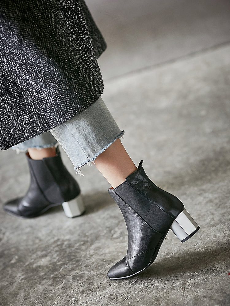 Chelsea Boots Met Dikke Hak En Puntige Hak 35-41