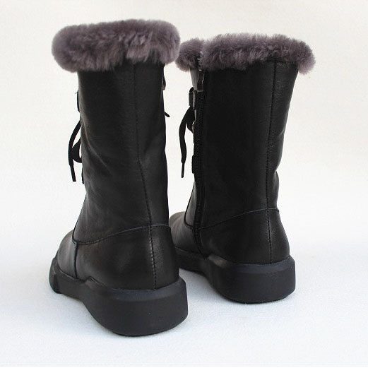 Halflange Winterlaarzen Van Puur Leer | Cadeau Schoenen | 35-41