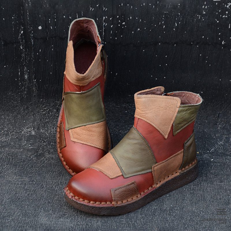 Handgemaakte Fluwelen Patch Retro Laarzen 35-43 | Cadeau Schoenen