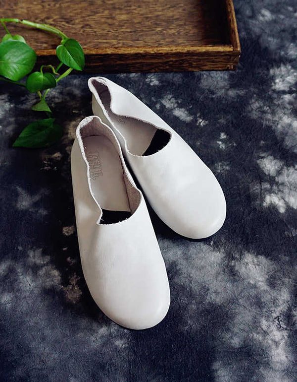 Retro Comfortabele Lederen Handgemaakte Platte Schoenen 35-41