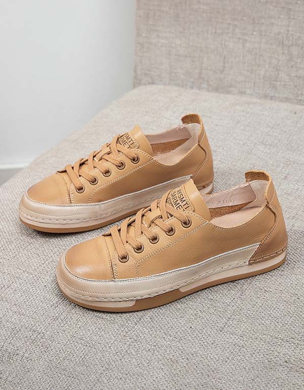 Casual Leren Sneakers Met Veters Voor Dames