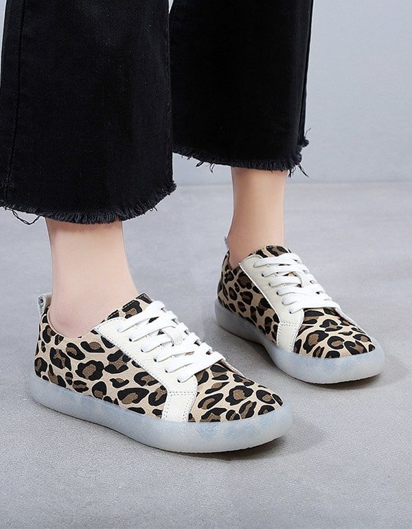 Casual Schoenen Voor Dames Met Luipaardprint