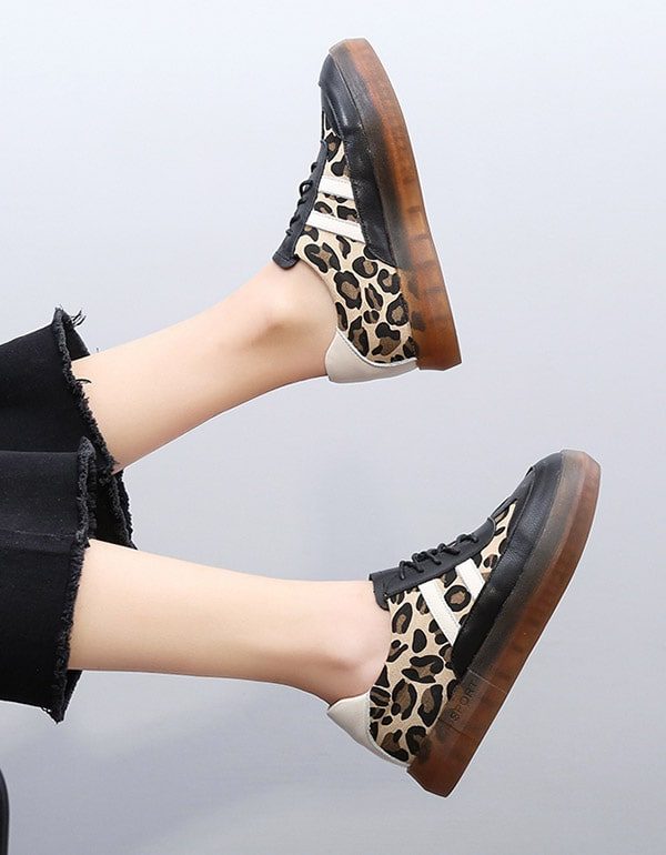 Dikke Koe Pees Casual Sneakers Met Luipaardprint