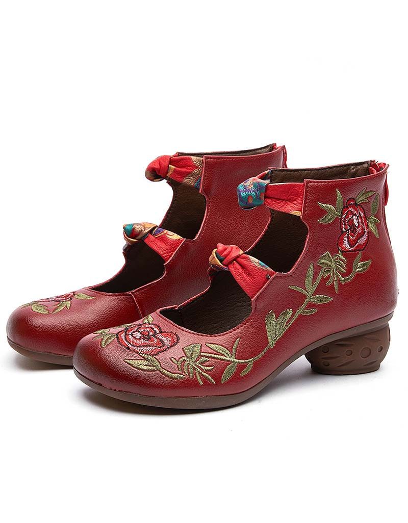 Etnische Stijl Retro Geborduurde Stevige Sandalen